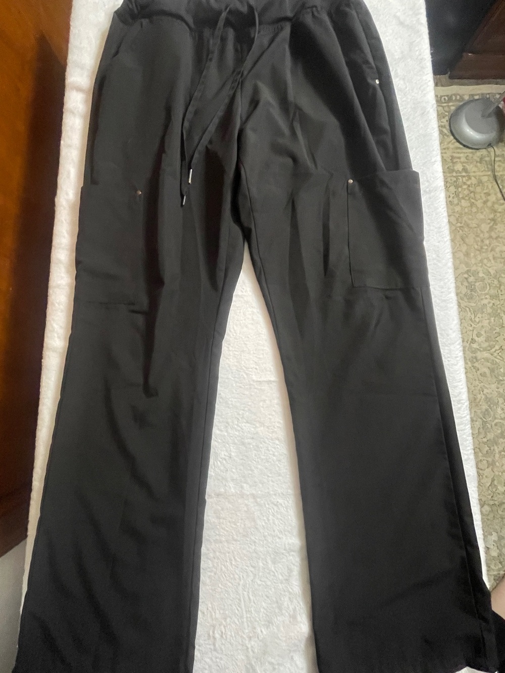 Unisex Black Drawstring Scrub Pants